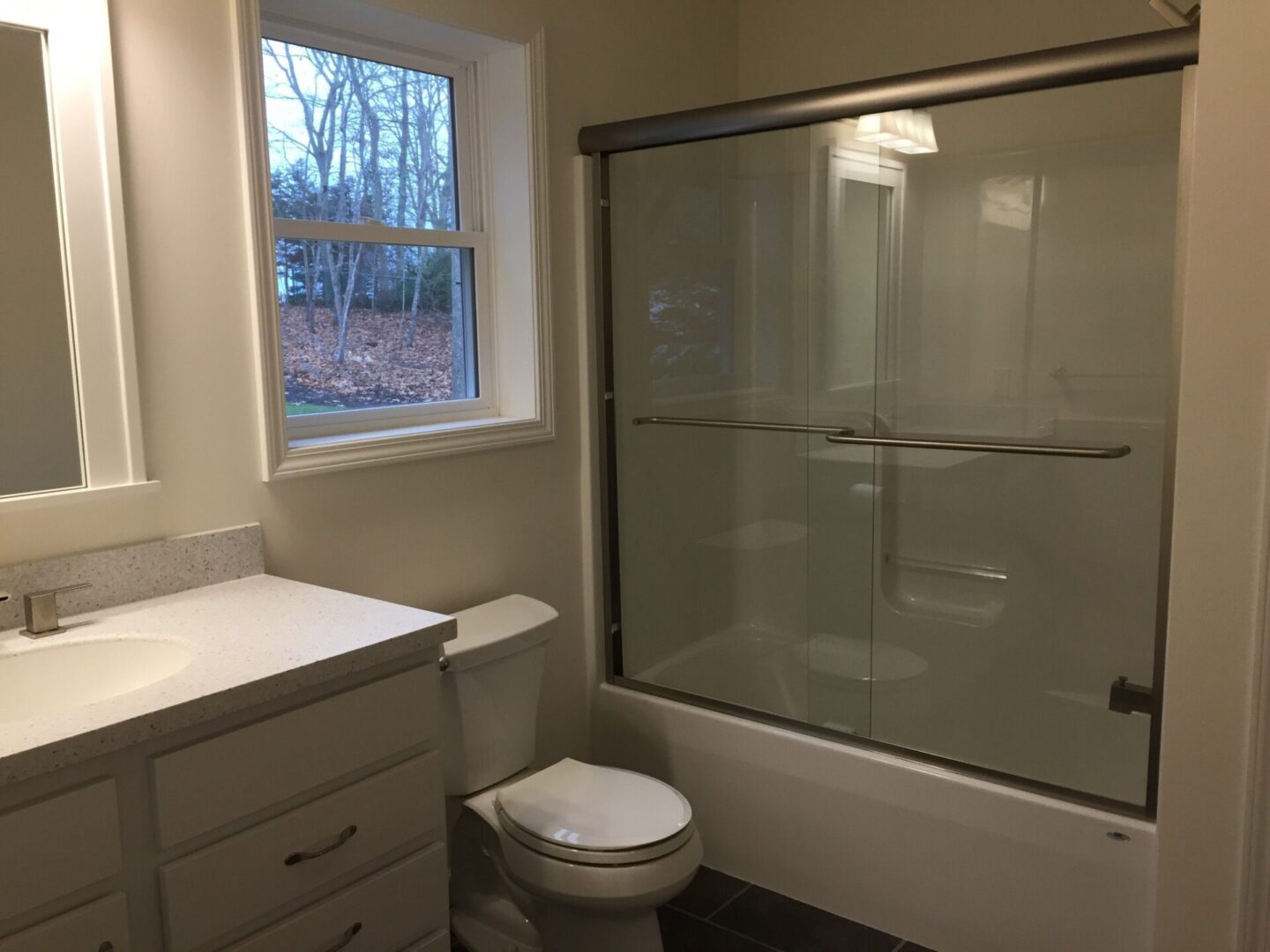 Bathroom with glass shower area